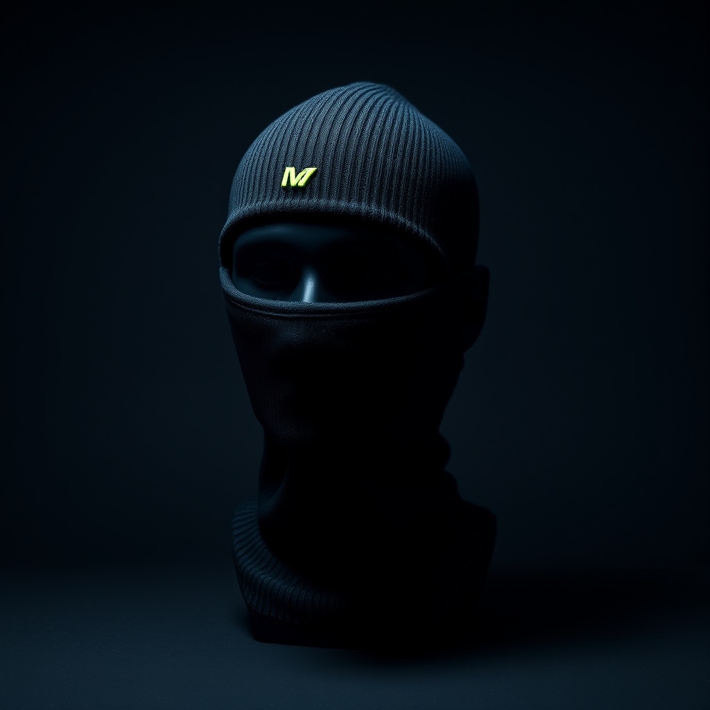 Balaclava de tricô preta com bordado